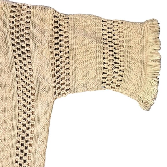 Oversized Slouchy Fringe Long Granola Crochet Sweater Chunky Brown Indie Boho - Picture 7 of 12